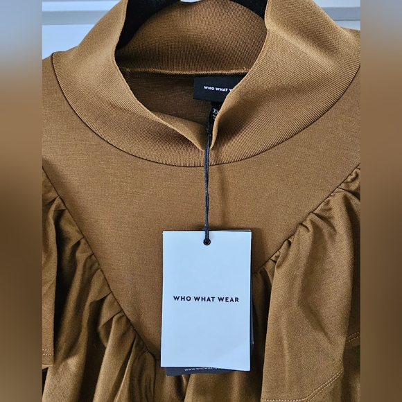 Elegant Mustard Ruffle Dress - Picture 3 of 3